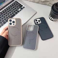 BEISOKY Luxury Hardware Carbon Fiber Defender Magnetic Armor Case for iPhone 16 12 13 14 15 16 Pro Max Shockproof Back Cover