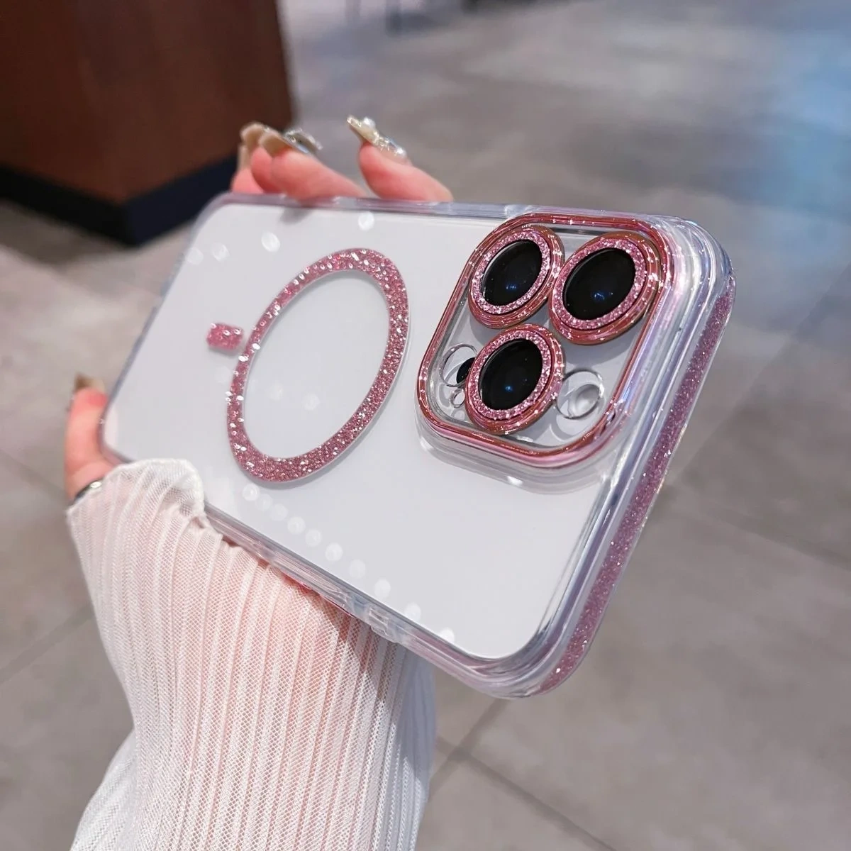 BEISOKY Luxury Transparent Clear Bling Glitter Cases with Magnetic Cover Phone Case for iPhone 16 Pro Max 16 15 14 13 12 Pro