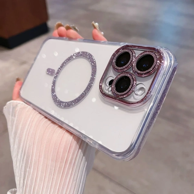BEISOKY Luxury Transparent Clear Bling Glitter Cases with Magnetic Cover Phone Case for iPhone 16 Pro Max 16 15 14 13 12 Pro