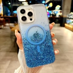BEISOKY Luxury Gradient Colorful Ladies Design Shiny Glitter Magnetic Mobile Glitter Cover Case for iPhone 15 14 Pro Max 16