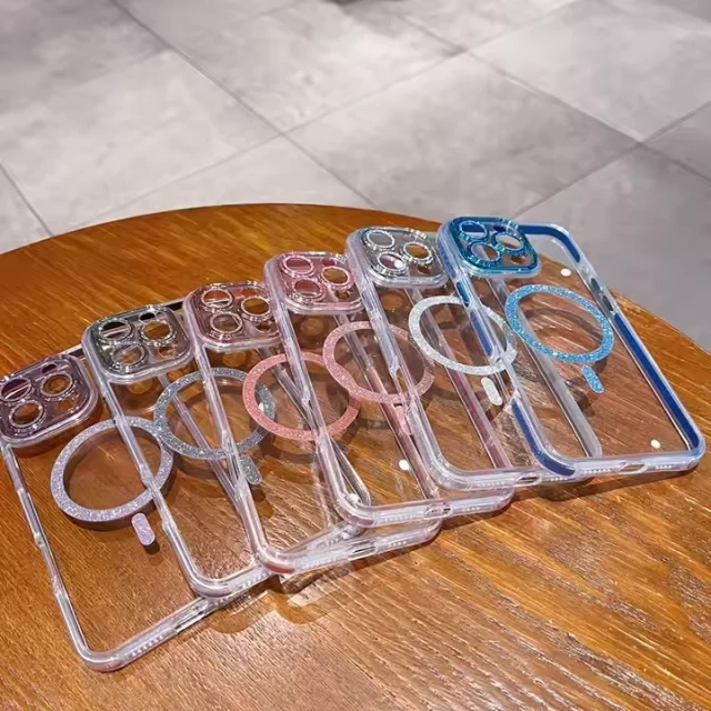 BEISOKY Luxury Transparent Clear Bling Glitter Cases with Magnetic Cover Phone Case for iPhone 16 Pro Max 16 15 14 13 12 Pro