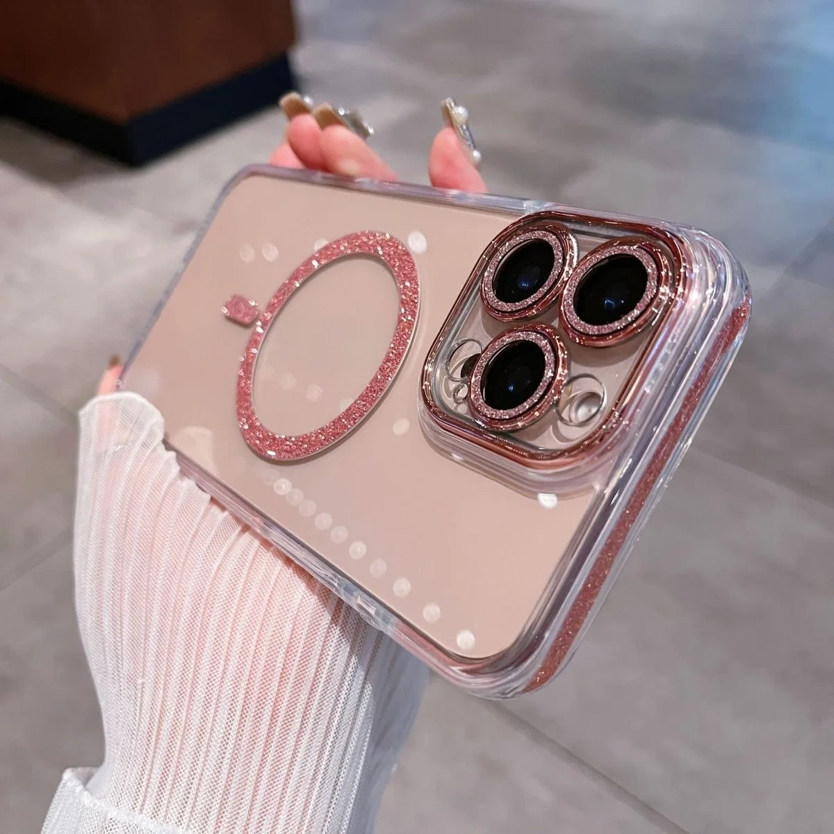 BEISOKY Luxury Transparent Clear Bling Glitter Cases with Magnetic Cover Phone Case for iPhone 16 Pro Max 16 15 14 13 12 Pro
