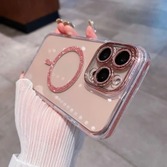 BEISOKY Luxury Transparent Clear Bling Glitter Cases with Magnetic Cover Phone Case for iPhone 16 Pro Max 16 15 14 13 12 Pro