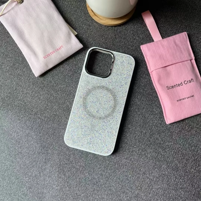 BEISOKY New Ladies Design Diamond Sparkling Glitter Phone Case Magnetic Mobile Phone Back Cover for iPhone 15 16 Pro Max