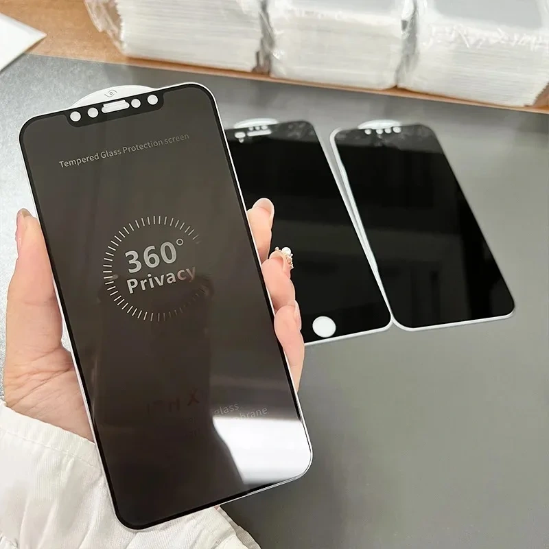 BEISOKY New Arrival Anti-peeping Full Cover Anti Spy 360 Degree Privacy Glass Screen Protector for iPhone 16 15 14 Pro Max