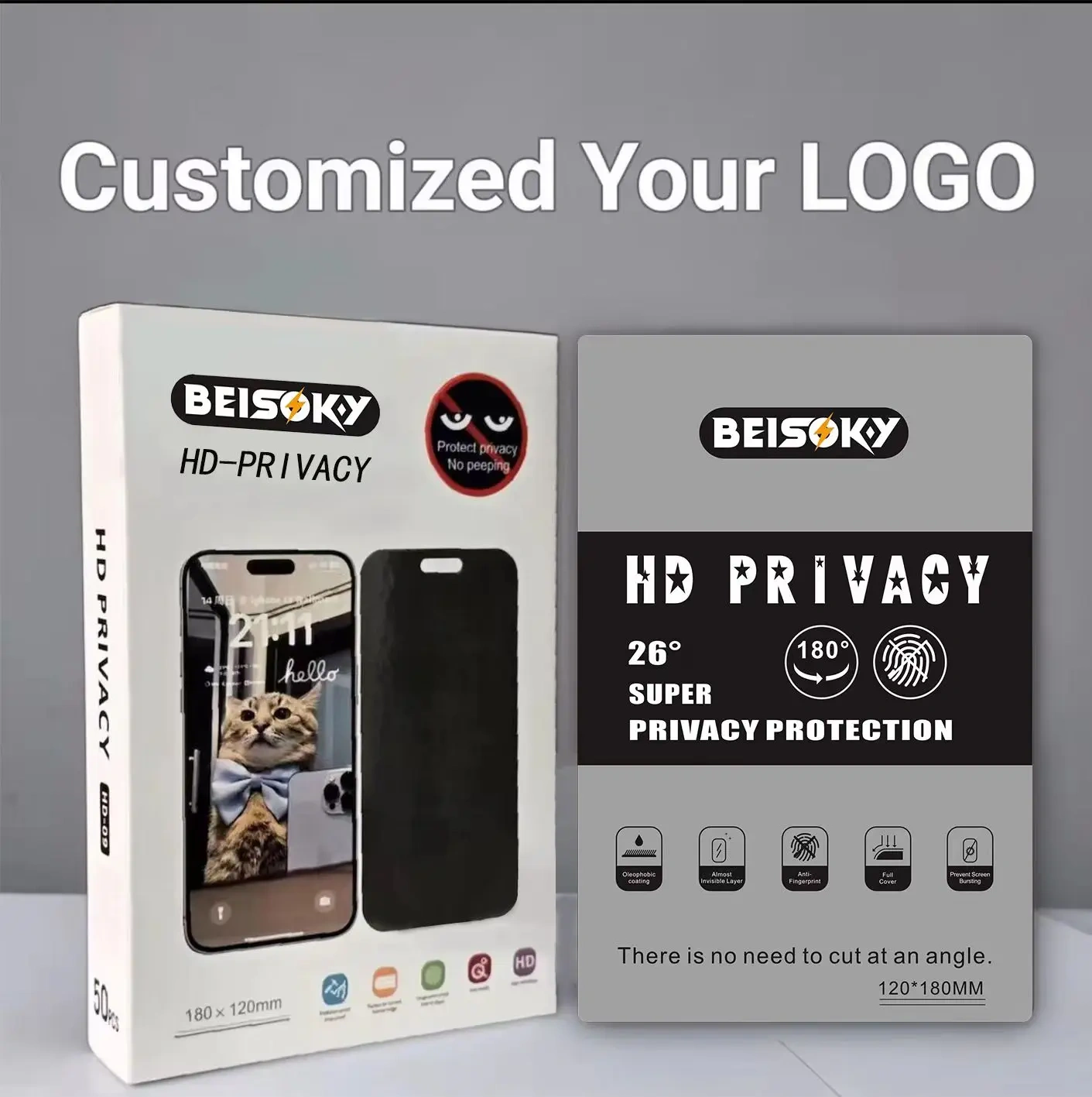 BEISOKY Factory Customized Logo Anti Spy Film Sheet HD Clear Privacy Flexible Hydrogel Film for Any Phone Models