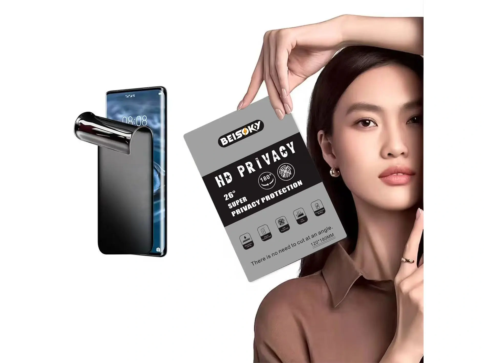 BEISOKY Factory Customized Logo Anti Spy Film Sheet HD Clear Privacy Flexible Hydrogel Film for Any Phone Models