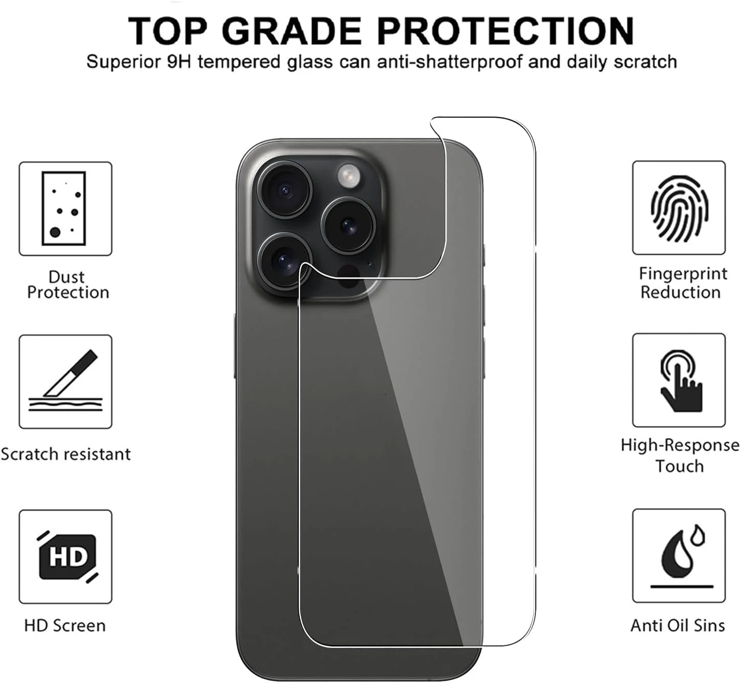BEISOKY HD Clear Back Film Tempered Glass Screen Protectors for Iphone 15 14 13 12 11 Pro Max X XS XR MAX 6 7 8 Plus