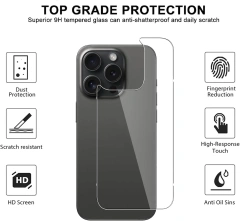 BEISOKY HD Clear Back Film Tempered Glass Screen Protectors for Iphone 15 14 13 12 11 Pro Max X XS XR MAX 6 7 8 Plus
