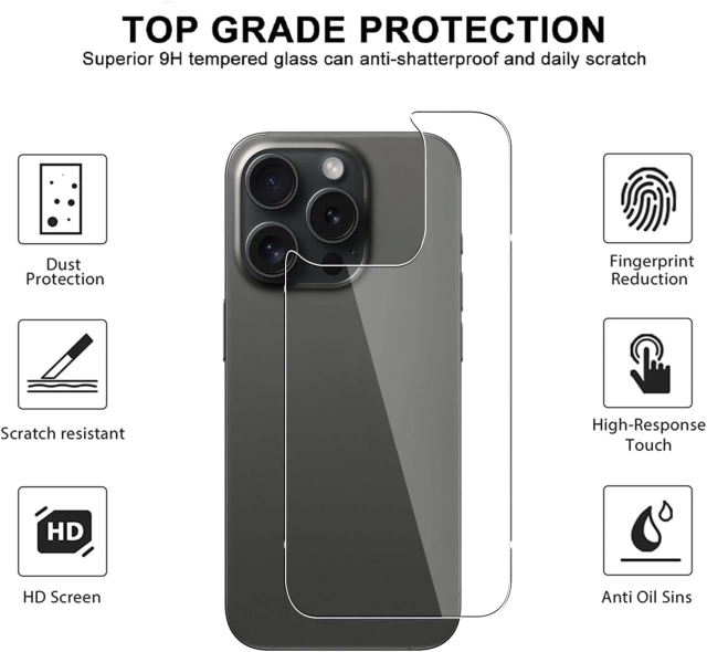 BEISOKY HD Clear Back Film Tempered Glass Screen Protectors for Iphone 15 14 13 12 11 Pro Max X XS XR MAX 6 7 8 Plus
