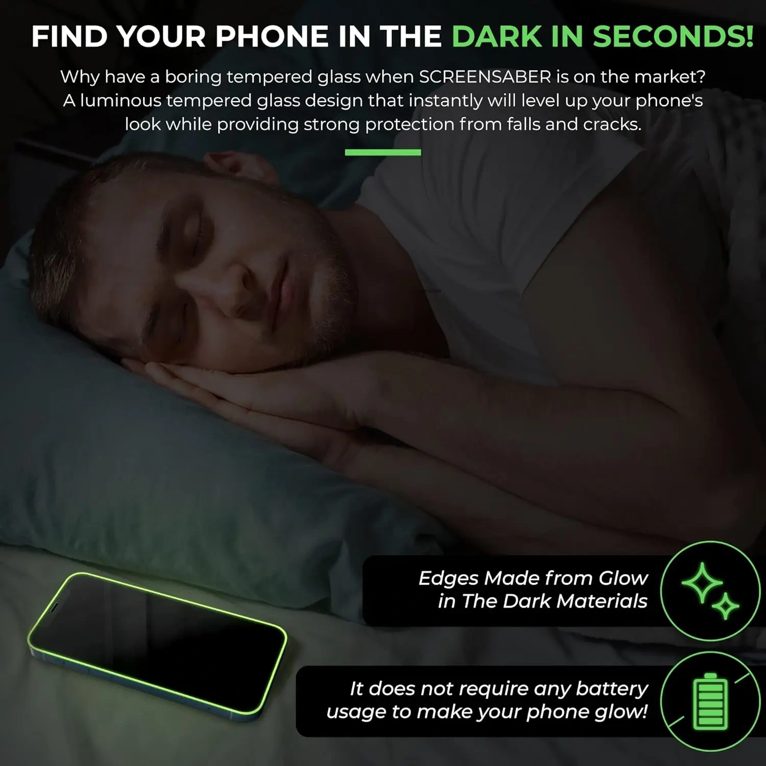 BEISOKY 9H High Clear Glow in Dark Anti-Scratch Mobile Phone Luminous Tempered Glass Screen Protectors for iPhone 16 pro max