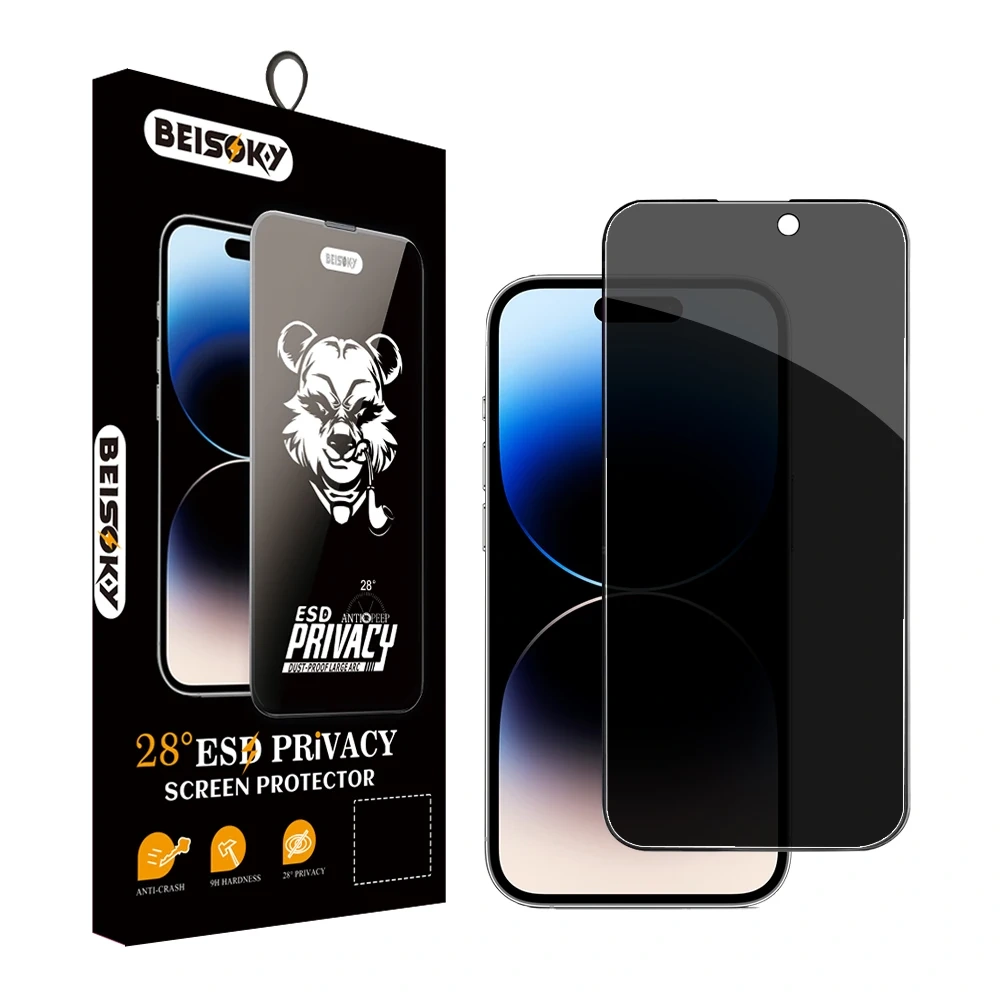 BEISOKY Full Cover Mobile Phone Privacy Anti-spy Tempered Glass Privacy Screen Protector Film for iphone 13 14 15 16
