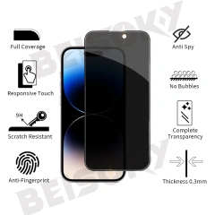 BEISOKY Full Cover Mobile Phone Privacy Anti-spy Tempered Glass Privacy Screen Protector Film for iphone 13 14 15 16