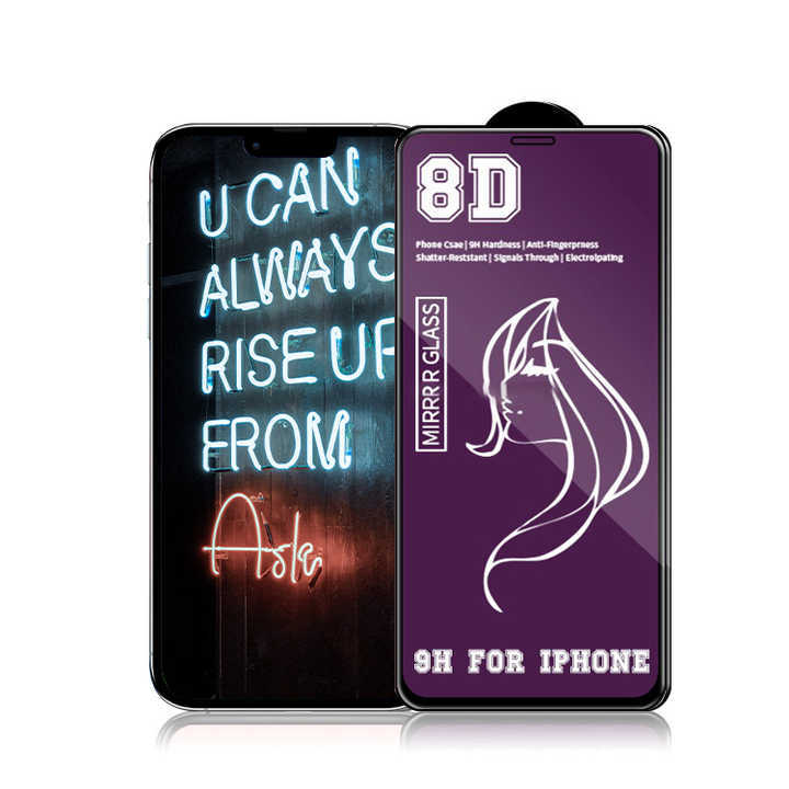 BEISOKY High Quality 8D Mirror Glass Anti-broken Screen Protector Make up Tempered Glass for Iphone 14 15 16 16 Pro Max