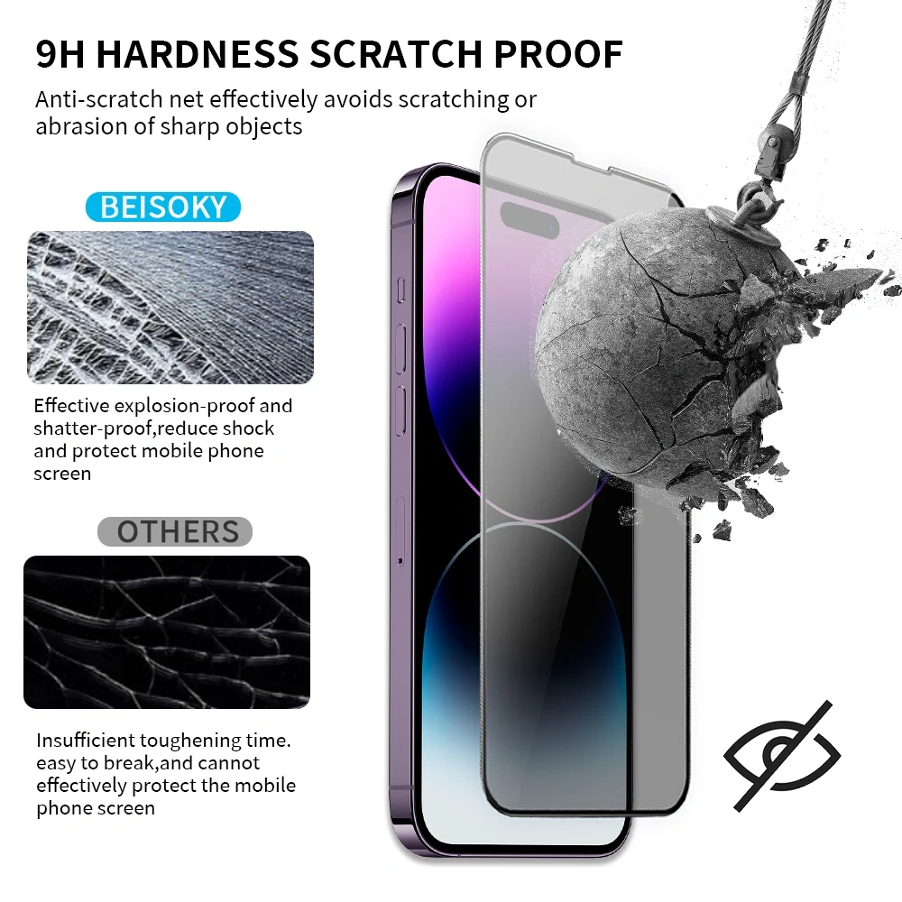 BEISOKY High Aluminum Privacy Anti Peep Glass Support Fingerprint Unlock Anti Spy Tempered Glass for Samsung S25 S25 Plus S25 ultra