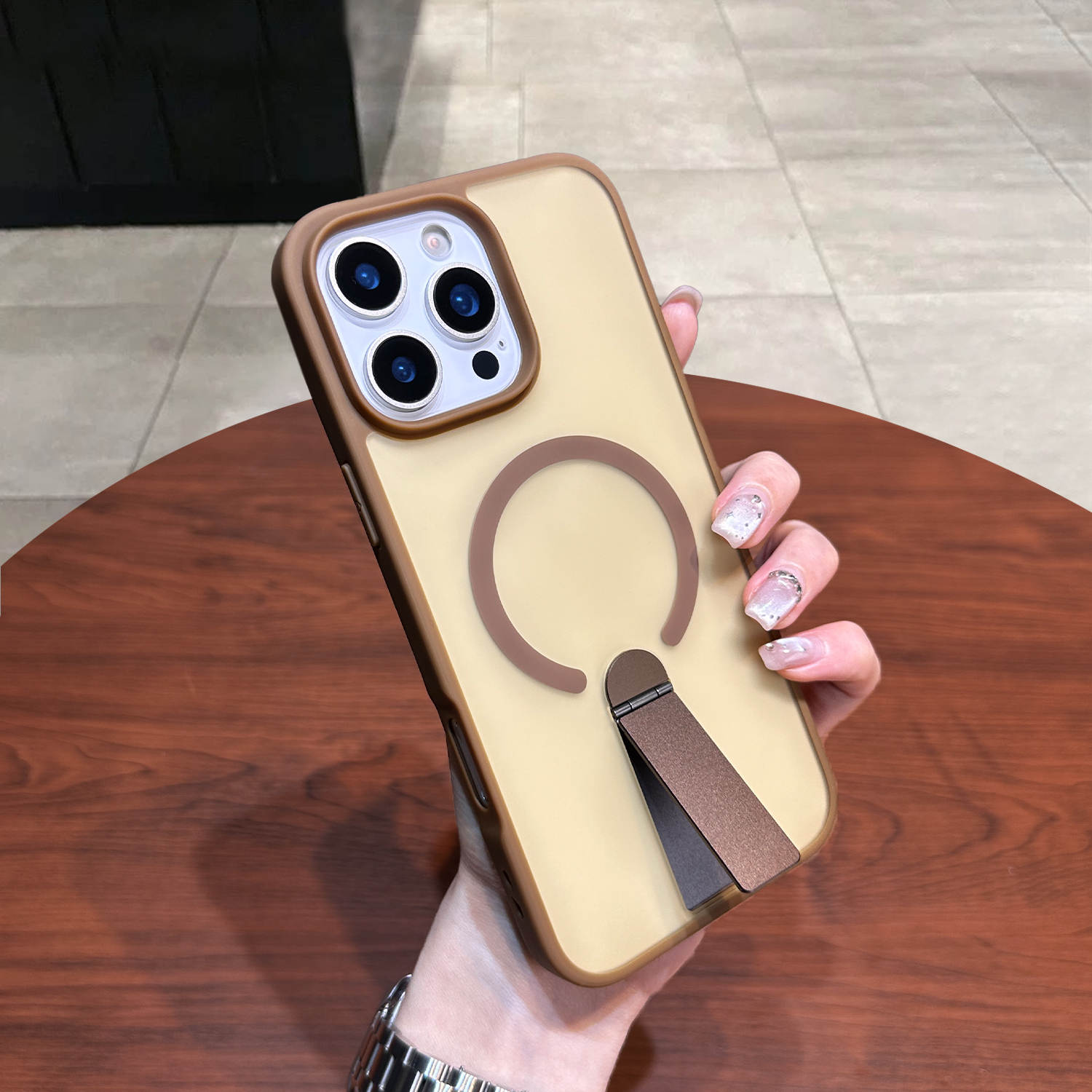 BEISOKY Trending Invisible Kickstand Back Case Kickstand Matte Magnetic Phone Case for iPhone 16 17 Pro Max