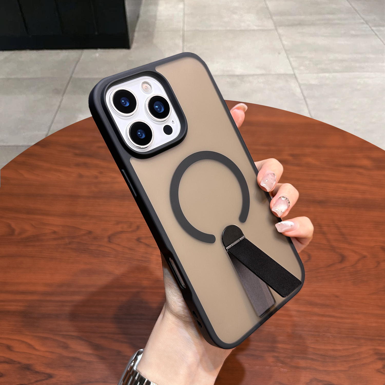 BEISOKY Trending Invisible Kickstand Back Case Kickstand Matte Magnetic Phone Case for iPhone 16 17 Pro Max