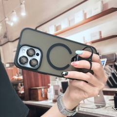 BEISOKY 360 ° Rotating Invisible Finger Ring Bracket Strong Magnetic Attraction Frosted Phone Case for iPhone 12 13 14 15 16 Promax