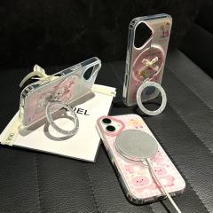 BEISOKY Cute Cartoon Glitter Magnetic Wireless Charging Phone Case Anti-fall Phone Cover for iphone 11 12 13 14 15 16 17 Pro Max