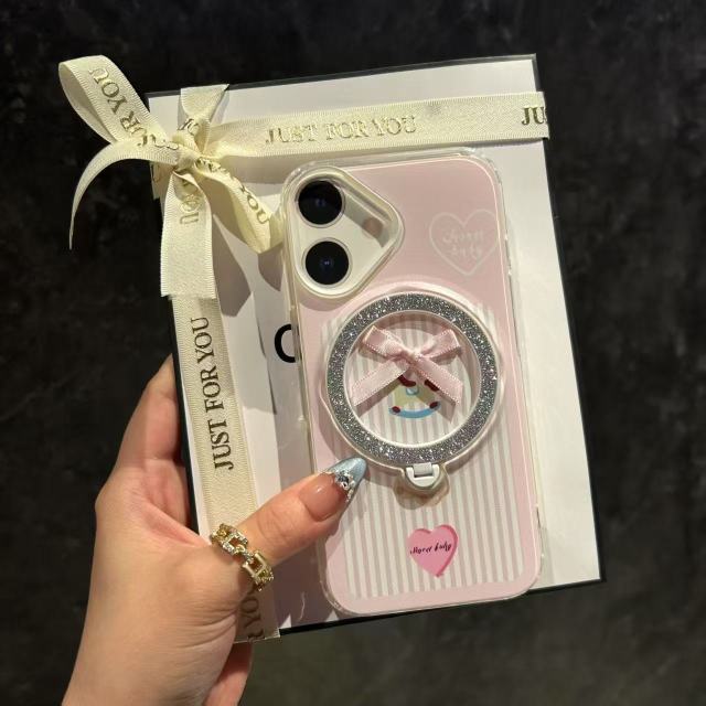 BEISOKY Cute Cartoon Glitter Magnetic Wireless Charging Phone Case Anti-fall Phone Cover for iphone 11 12 13 14 15 16 17 Pro Max