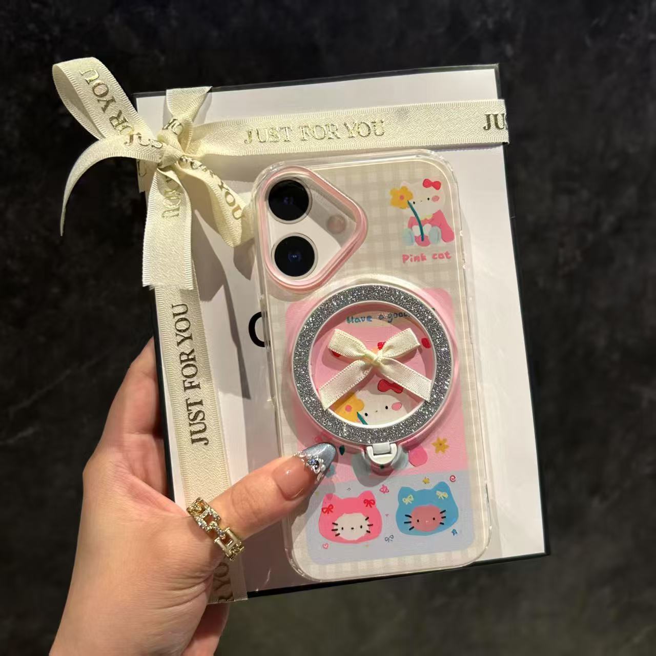BEISOKY Cute Cartoon Glitter Magnetic Wireless Charging Phone Case Anti-fall Phone Cover for iphone 11 12 13 14 15 16 17 Pro Max