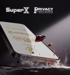 BEISOKY Super X Privacy Glass Anti-static Big Curved Edge Full Cover Anti Spy Tempered Glass Screen Protector Film for Iphone 13 14 15 16 17 Pro Max