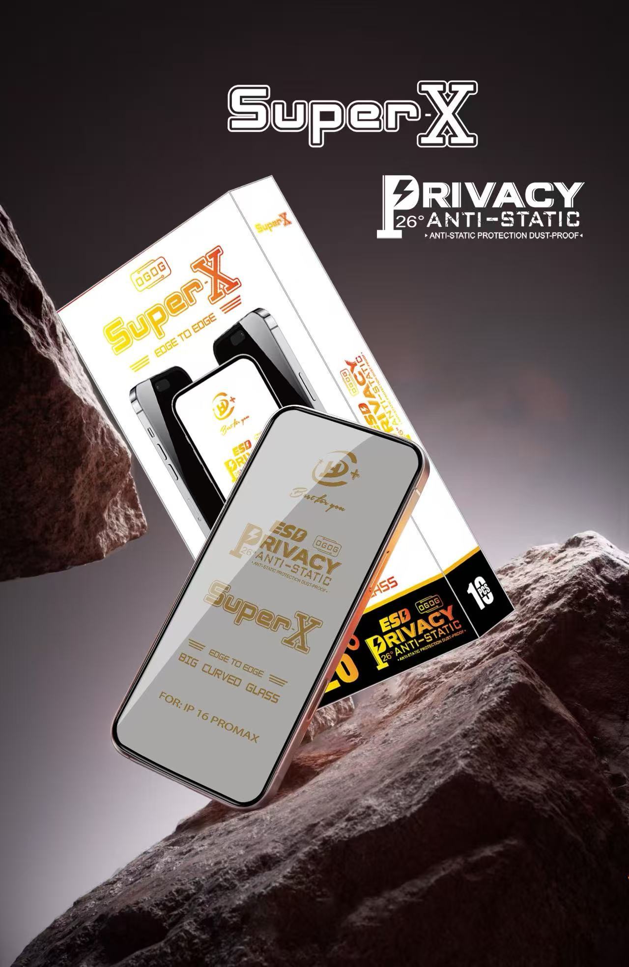 BEISOKY Super X Privacy Glass Anti-static Big Curved Edge Full Cover Anti Spy Tempered Glass Screen Protector Film for Iphone 13 14 15 16 17 Pro Max
