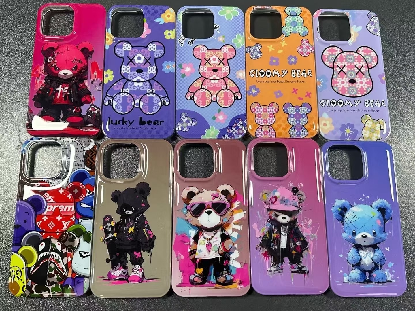 BEISOKY Fashion IMD Cool Bear Design Plated Cartoon Phone Case Cover for iPhone 15 Pro Max 14 13 12 11 New Luxury Anime Cases