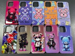 BEISOKY Fashion IMD Cool Bear Design Plated Cartoon Phone Case Cover for iPhone 15 Pro Max 14 13 12 11 New Luxury Anime Cases