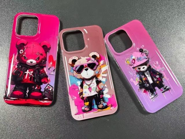 BEISOKY Fashion IMD Cool Bear Design Plated Cartoon Phone Case Cover for iPhone 15 Pro Max 14 13 12 11 New Luxury Anime Cases