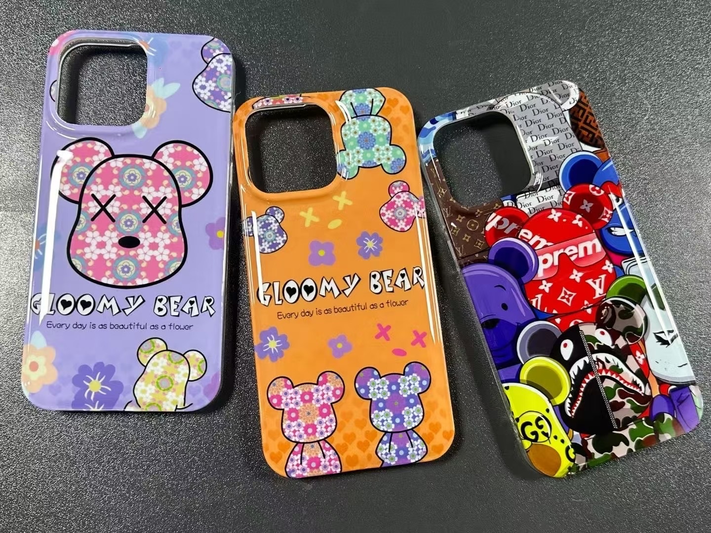 BEISOKY Fashion IMD Cool Bear Design Plated Cartoon Phone Case Cover for iPhone 15 Pro Max 14 13 12 11 New Luxury Anime Cases