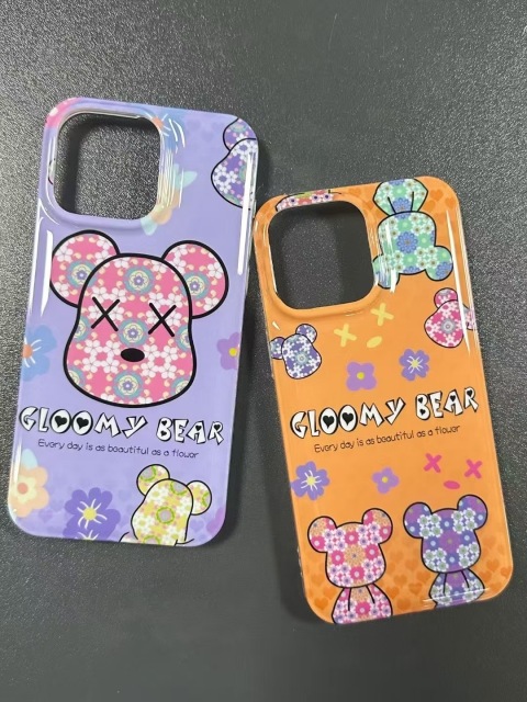 BEISOKY Fashion IMD Cool Bear Design Plated Cartoon Phone Case Cover for iPhone 15 Pro Max 14 13 12 11 New Luxury Anime Cases