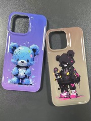 BEISOKY Fashion IMD Cool Bear Design Plated Cartoon Phone Case Cover for iPhone 15 Pro Max 14 13 12 11 New Luxury Anime Cases