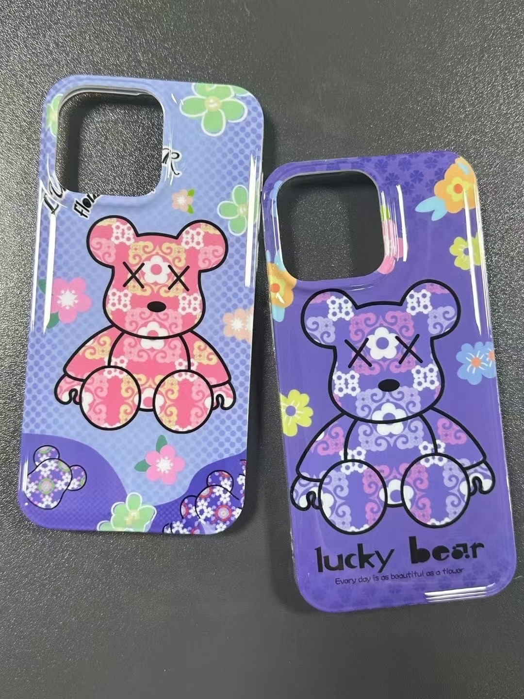 BEISOKY Fashion IMD Cool Bear Design Plated Cartoon Phone Case Cover for iPhone 15 Pro Max 14 13 12 11 New Luxury Anime Cases
