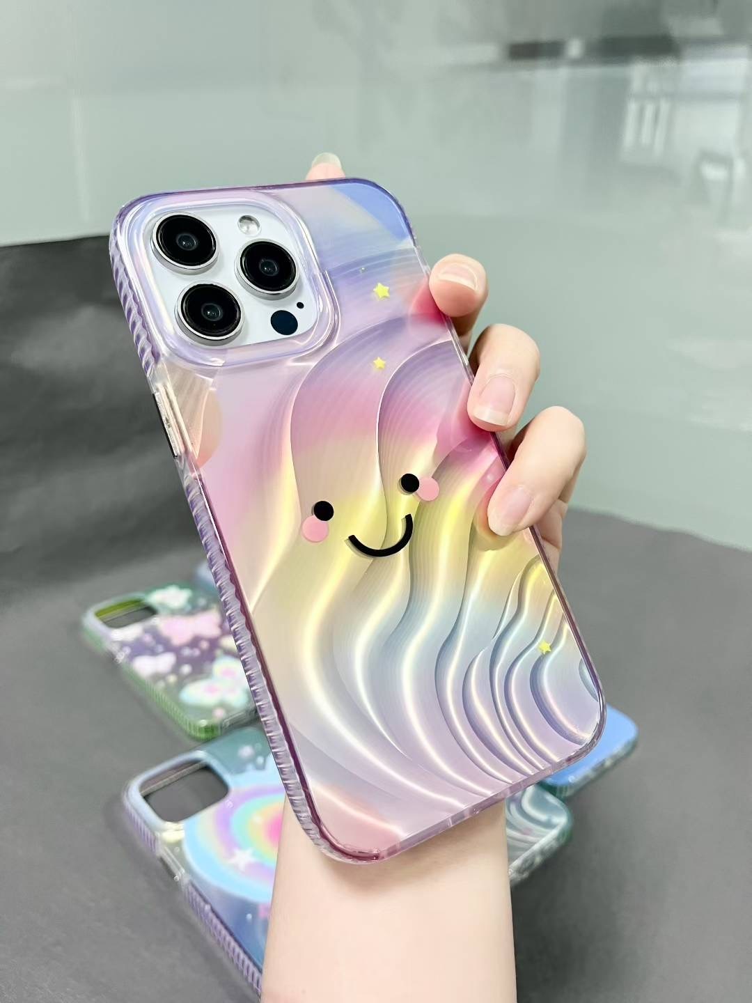 BEISOKY Fashion Water Ripple Waves Aurora IMD Laser Phone Case Simple Cool Boy Girl Soft Back Cover for iphone 17 16 15 14 13 12 11 Pro Max Plus