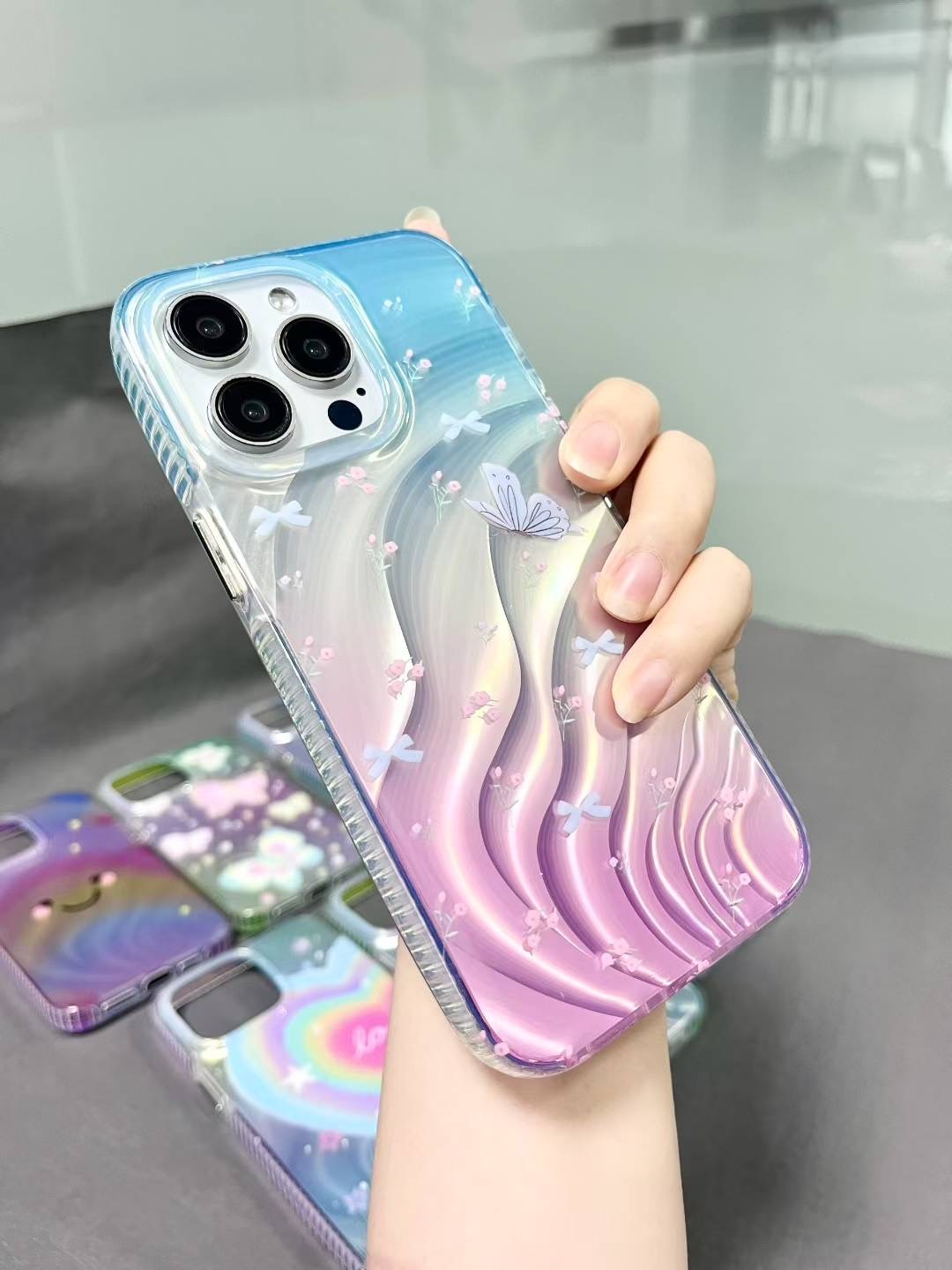 BEISOKY Fashion Water Ripple Waves Aurora IMD Laser Phone Case Simple Cool Boy Girl Soft Back Cover for iphone 17 16 15 14 13 12 11 Pro Max Plus