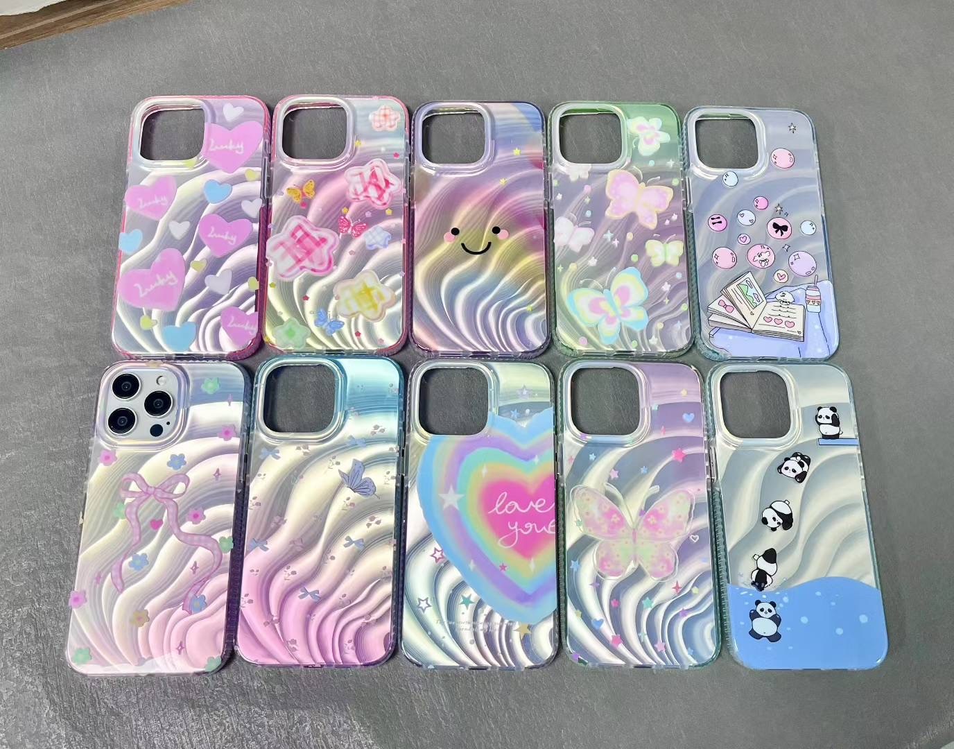 BEISOKY Fashion Water Ripple Waves Aurora IMD Laser Phone Case Simple Cool Boy Girl Soft Back Cover for iphone 17 16 15 14 13 12 11 Pro Max Plus