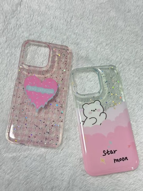 BEISOKY NEW Cartoon Cute Bear IMD Colored Phone case for iPhone 17 16 15 Pro Max 14 13 12 11 Shockproof Anti Fall Cover
