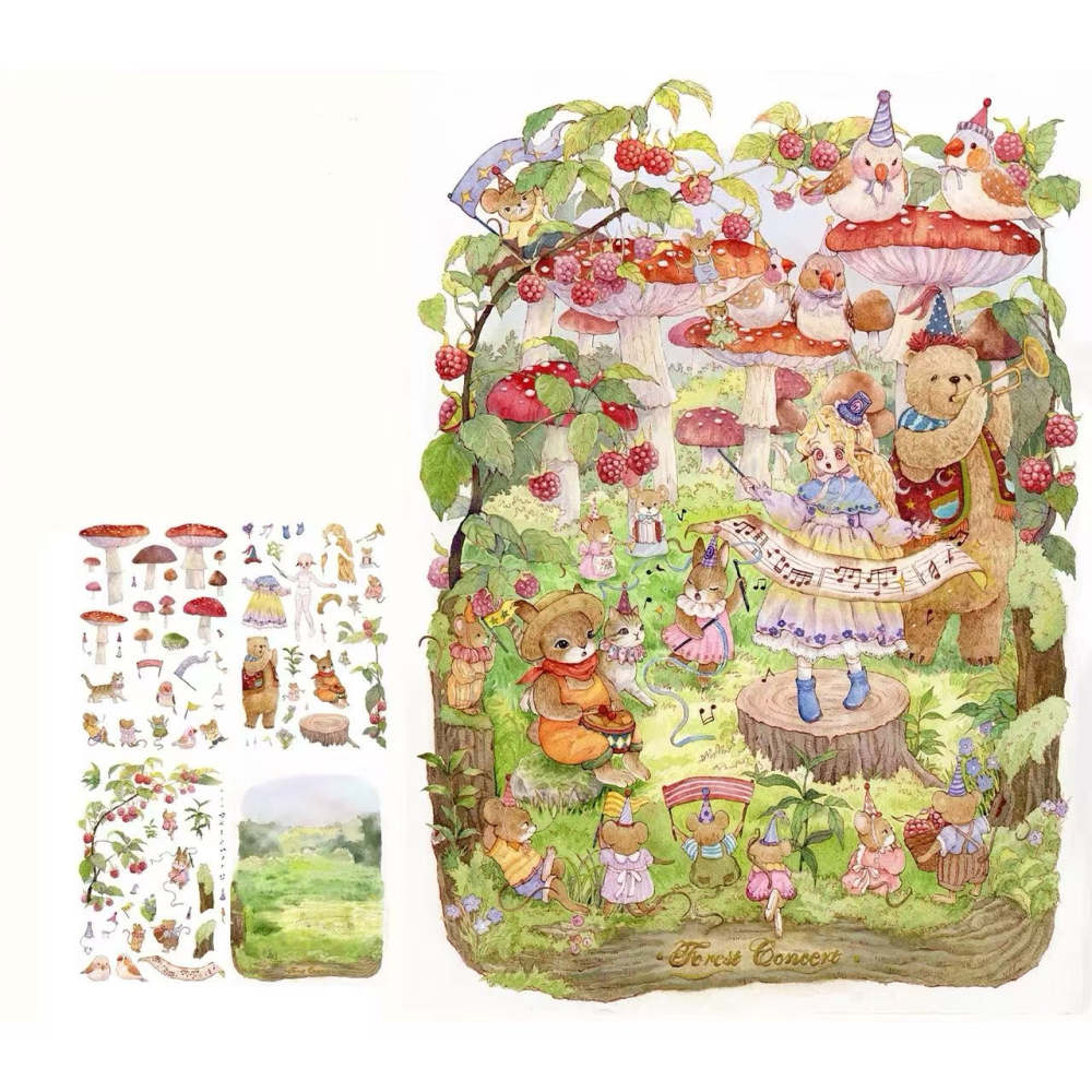3D Landscape Stickers Bunny Spring Market Forest Concert Little Painter