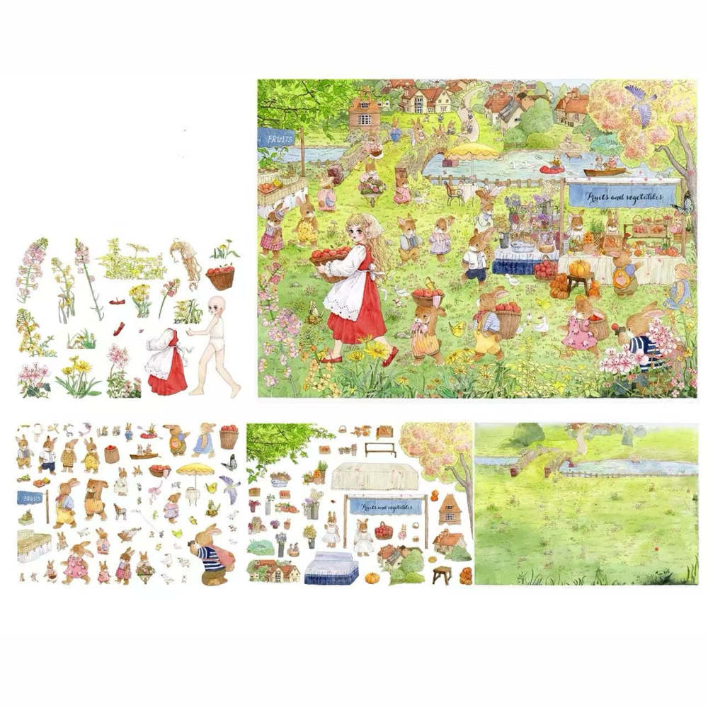 3D Landscape Stickers Bunny Spring Market Forest Concert Little Painter