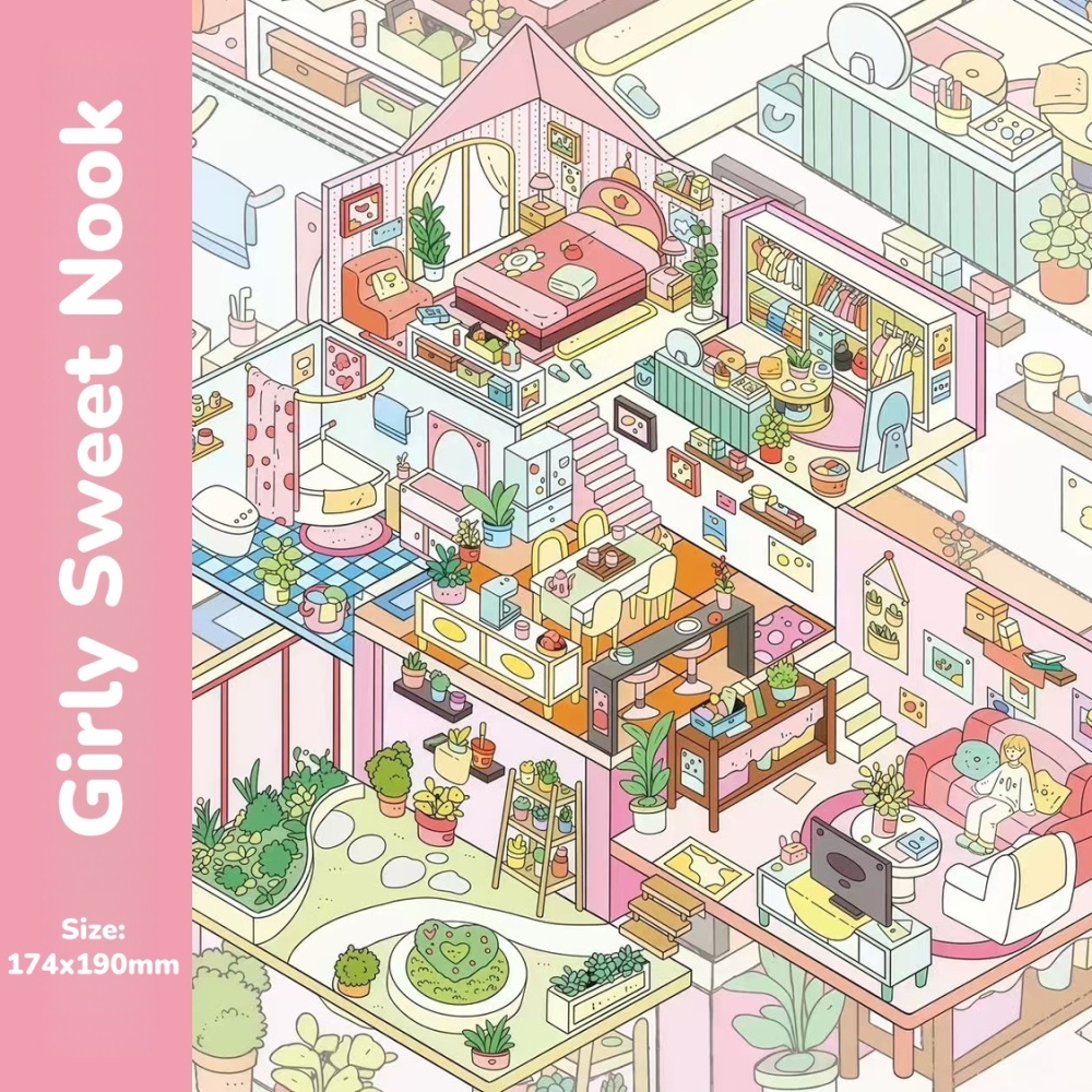 DIY 3D Stickers Scene-City Life-Cozy Home|Career Tiny Grid|Wooden House|Girly Sweet Nook