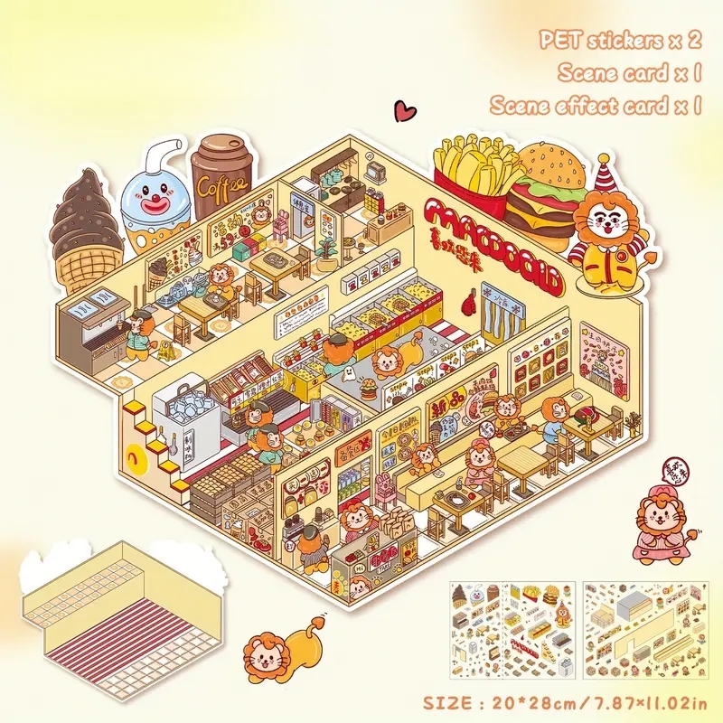 3D Sticker Scene Purr-fect Cat Café|Lion Shop