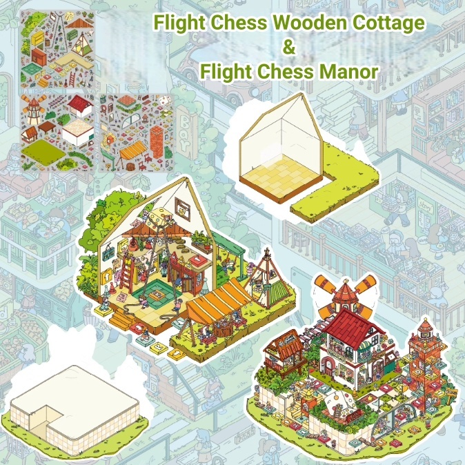 3d DIY Sticker Scene-Flight Chess Wooden Cottage|Flight Chess Manor|H Town-All 3 themes