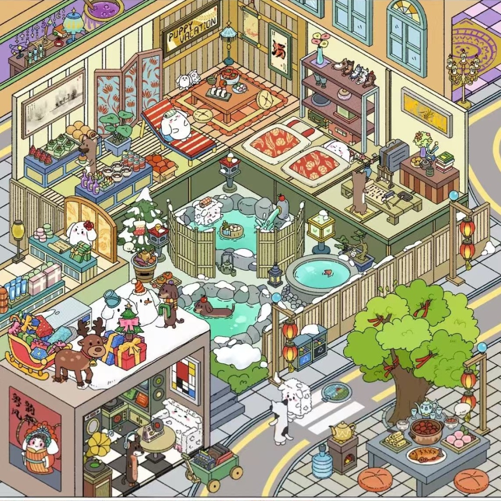 DIY 3d Sticker Scene-Puppy Town Sticker Book 12PCS Stickers