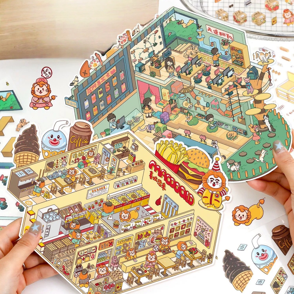3D Sticker Scene Purr-fect Cat Café|Lion Shop
