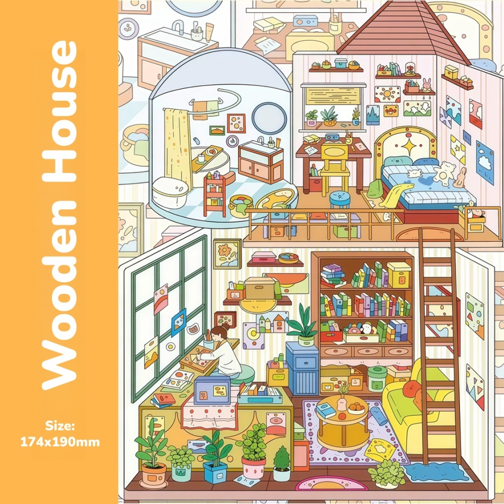 DIY 3D Stickers Scene-City Life-Cozy Home|Career Tiny Grid|Wooden House|Girly Sweet Nook