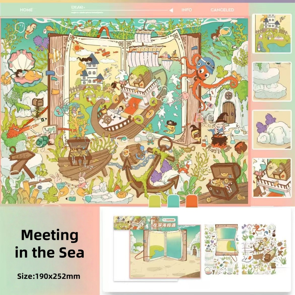 DIY 3D Scenes Sticker-Thumbelina's Room|Meeting in the Sea
