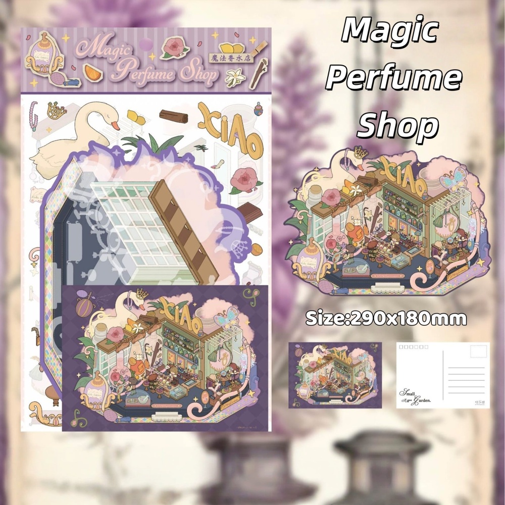 DIY 3D Miniature Scene Sticker-Retro Dollhouse|Botanist's Box|Apple Cabin|Magic Perfume Shop