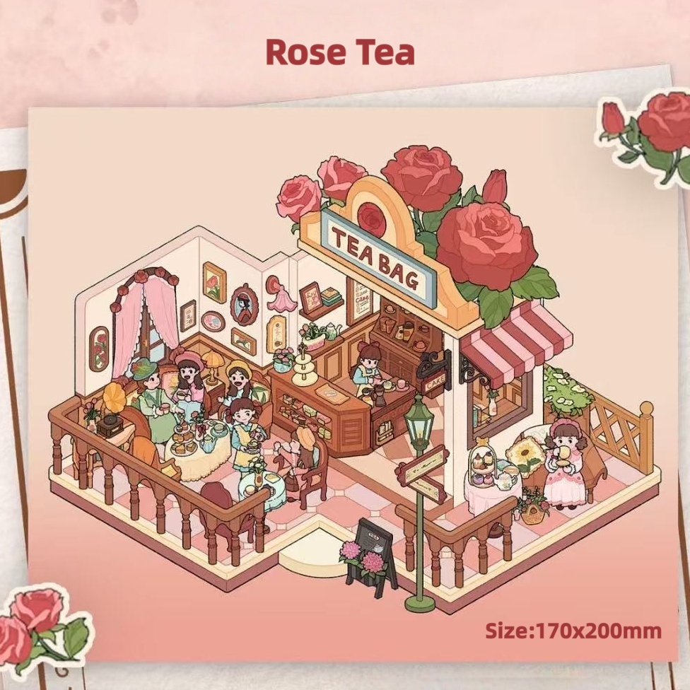 DIY 3D Scene Stickers-Rose Tea|ShowaSakura|Tulips with Gentle Breeze