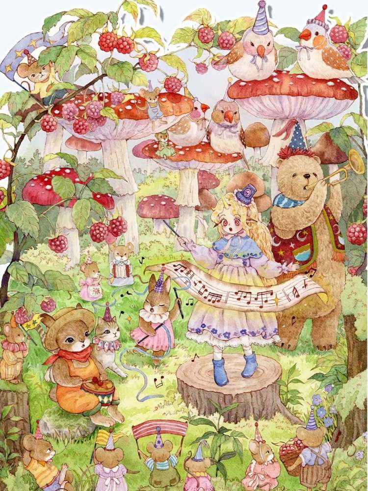 3D Landscape Stickers Bunny Spring Market Forest Concert Little Painter